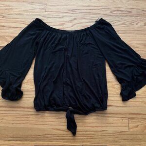 THREADS black off shoulder blouse, S